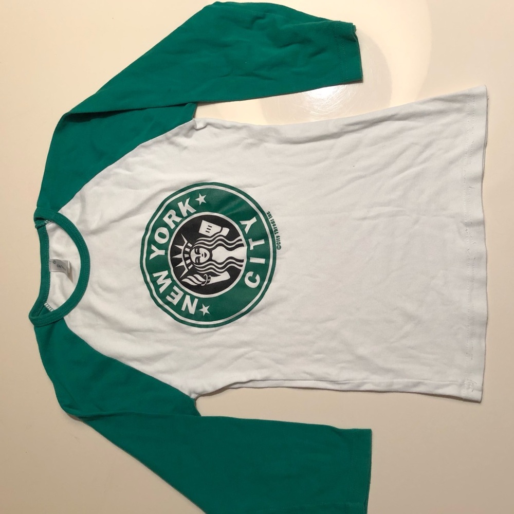New York City Starbucks logo kids baseball tee